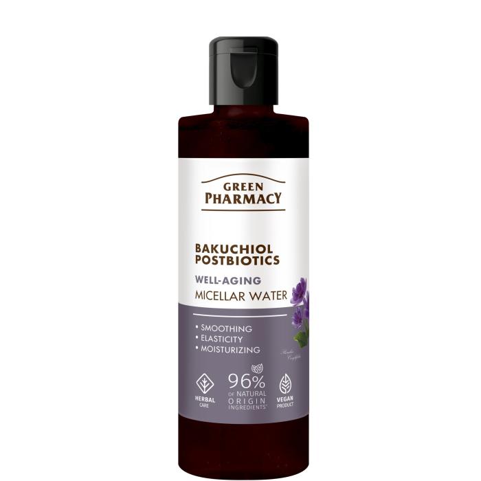 GREEN PHARMACY Bakuchiol + Postbiotyki Przeciwstarzeniowa Woda micelarna 200 ml