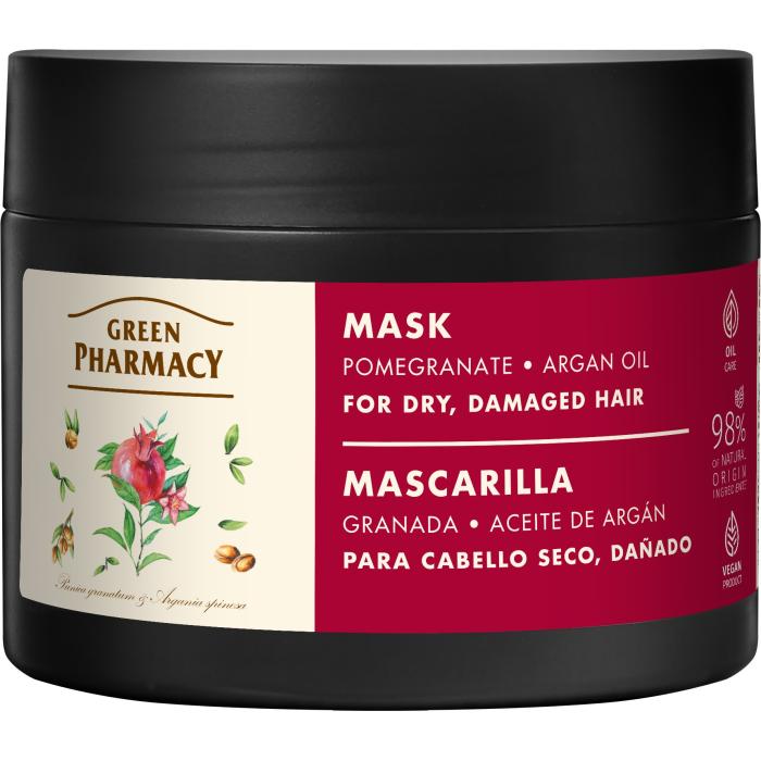 GREEN PHARMACY Maska do włosów suchych i zniszczonych Granat i Olej arganowy 300 ml