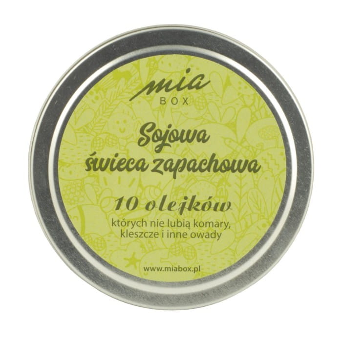MIA BOX Świeca sojowa w puszce metalowej-10 olejków których nie lubią komary, kleszcze i inne owady 160g