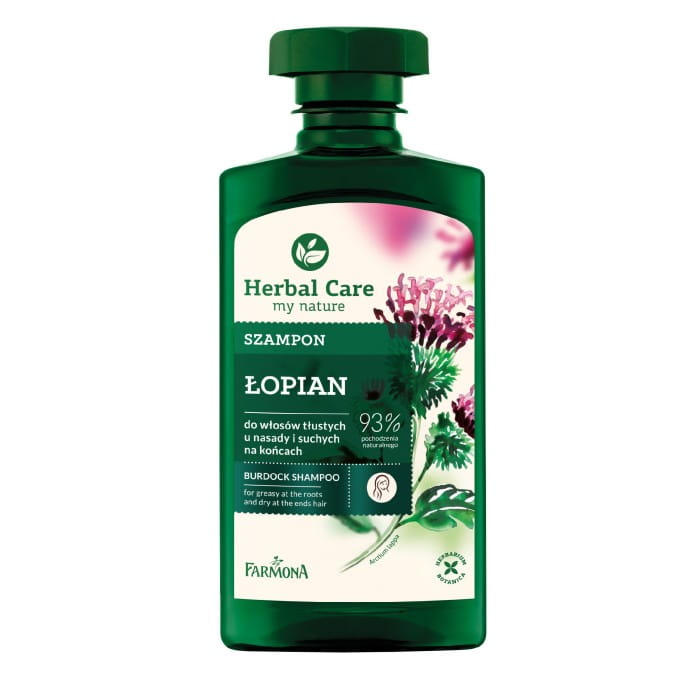 HERBAL CARE Szampon do wlosów tłustych u nasady i suchych na końcach Łopian 330 ml