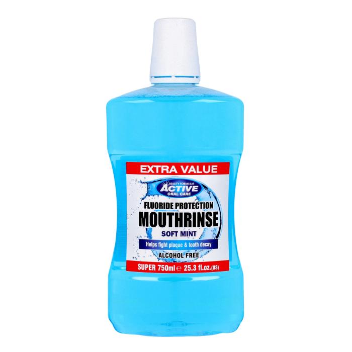 Beauty Formulas Active Oral Care Płyn do płukania jamy ustnej z fluorem Soft Mint - bez alkoholu 750ml