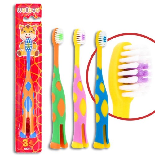 WELLBEE Szczoteczka dla dzieci KIDS(3+) Soft (blister) stojąca - mix kolorów 1szt