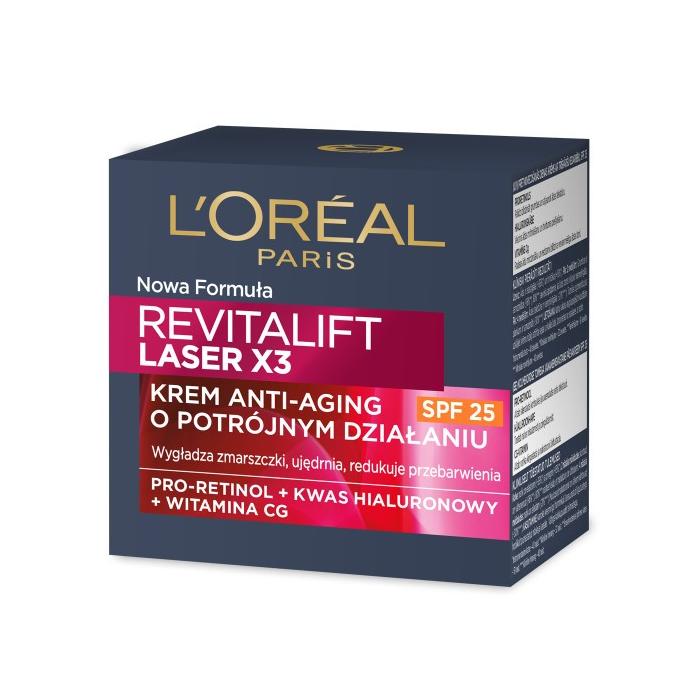 LOREAL Revitalift Laser x3 Krem anti-aging SPF25 na dzień o potrójnym działaniu   50 ml