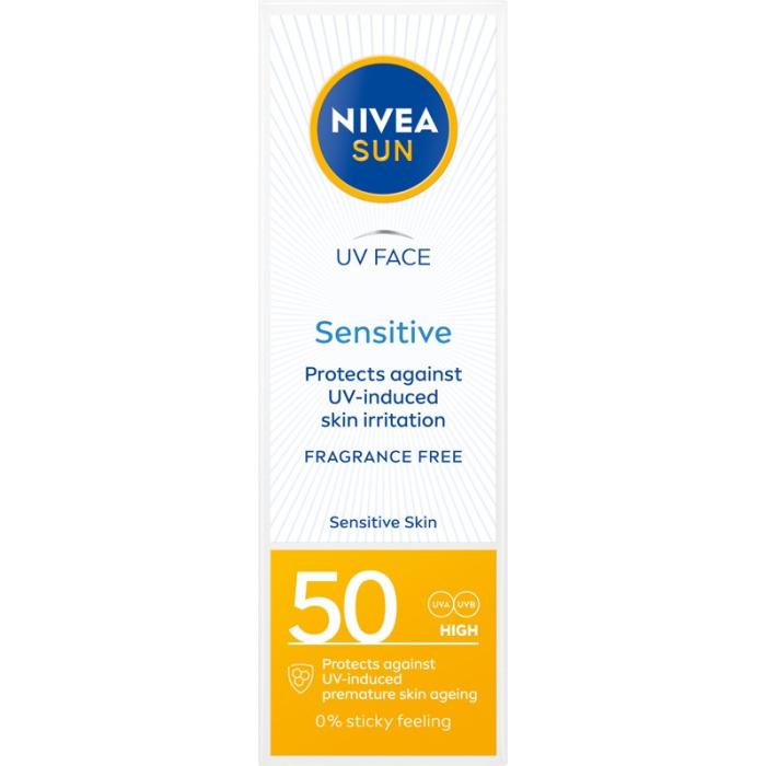 NIVEA SUN Sensitive Krem ochronny do twarzy dla skóry wrażliwej SPF50 50 ml