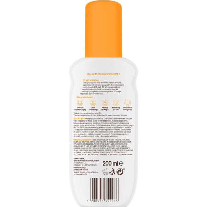 KOLASTYNA Ochrona i nawilżenie Emulsja do opalania w sprayu SPF15+ 200 ml