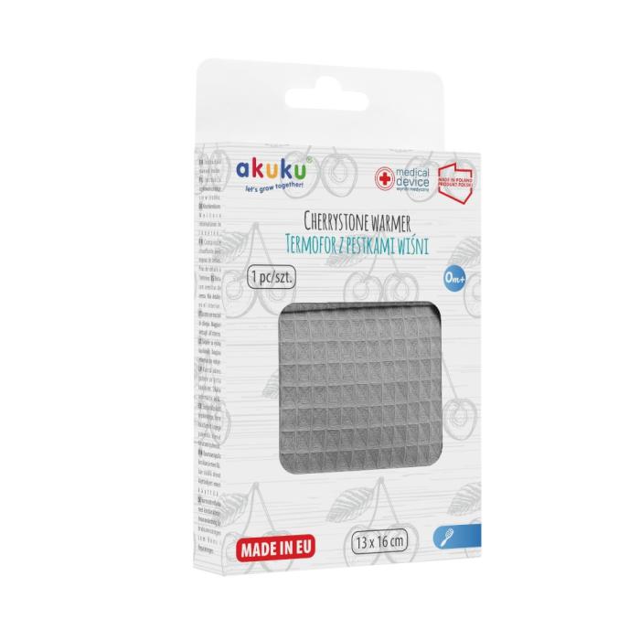 AKUKU Termofor z pestkami wiśni w pokrowcu 13x16 cm szary (a0635)