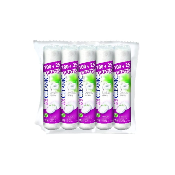 Cleanic Płatki kosmetyczne Pure Effect Okrągłe 5 x 125 szt