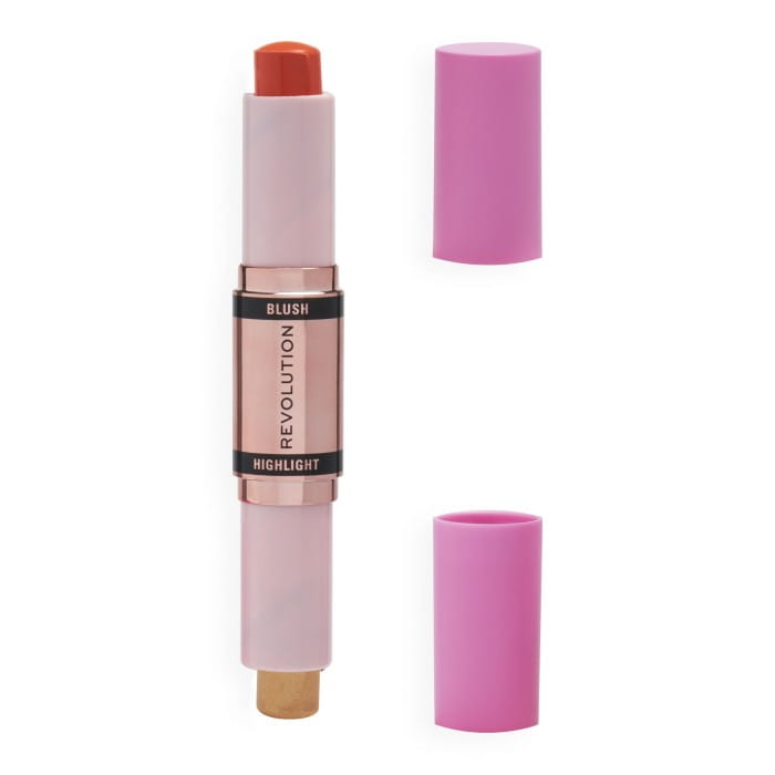 REVOLUTION Blush &amp; Highlight Stick Róż i Rozświetlacz w sztyfcie Coral Dew 4.3g
