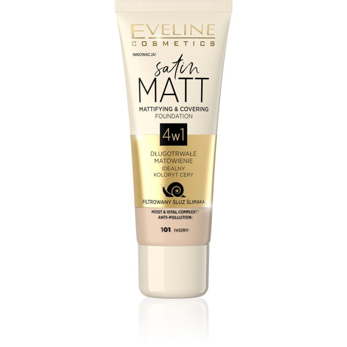 EVELINE Satin Matt Podkład matujący 4w1 nr 101 Ivory 30 ml