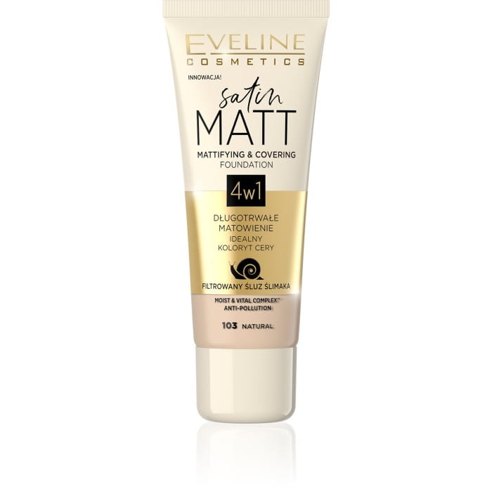 EVELINE Satin Matt Podkład matujący 4w1 nr 103 Natural 30 ml