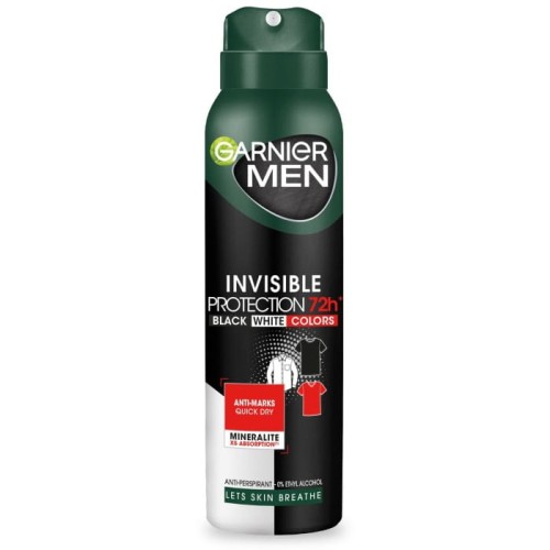 GARNIER Men Dezodorant spray Invisible Protection 72h - Black,White,Colors   150 ml