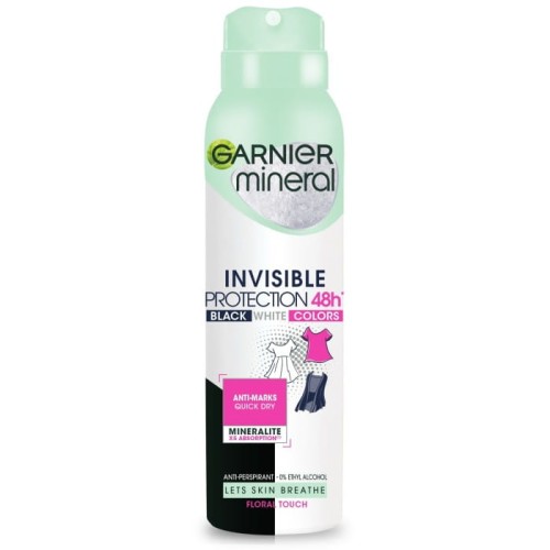 GARNIER Mineral Dezodorant spray Invisible Protection 48h Floral Touch - Black,White,Colors   150 ml