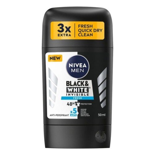 NIVEA MEN Antyperspirant w sztyfcie Black &amp; White Invisible Fresh 50 ml