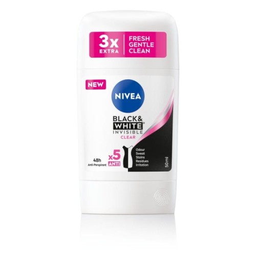 NIVEA Antyperspirant damski w sztyfcie Black &amp; White Invisible Clear 50 ml