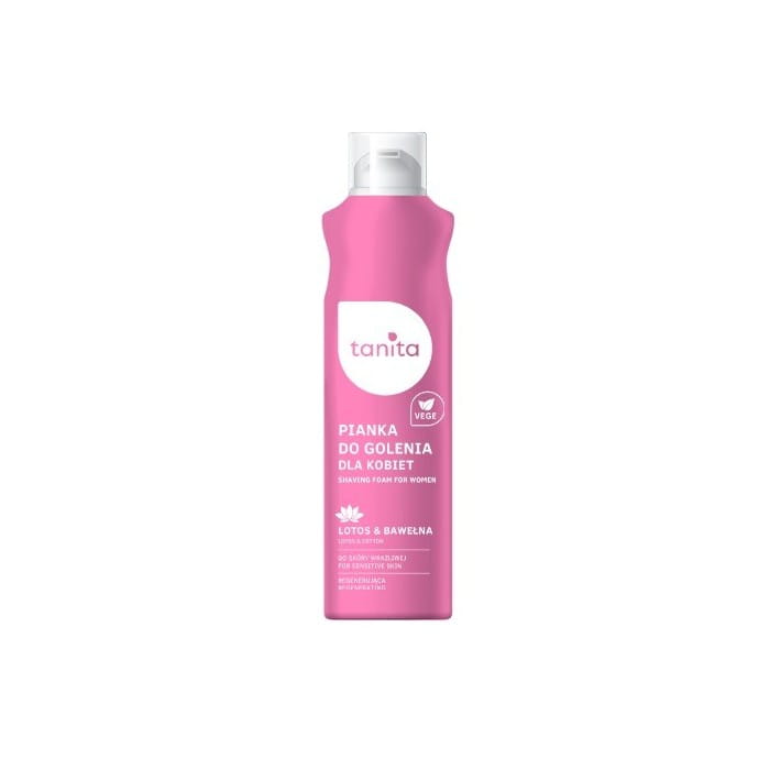TANITA Vegan Pianka do golenia dla kobiet do skóry wrażliwej Lotos &amp; Bawełna 200ml