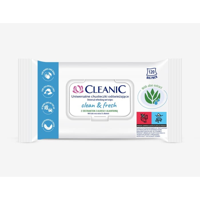 Cleanic Uniwersalne Chusteczki odświeżające Clean&amp;Fresh 1op.-120szt